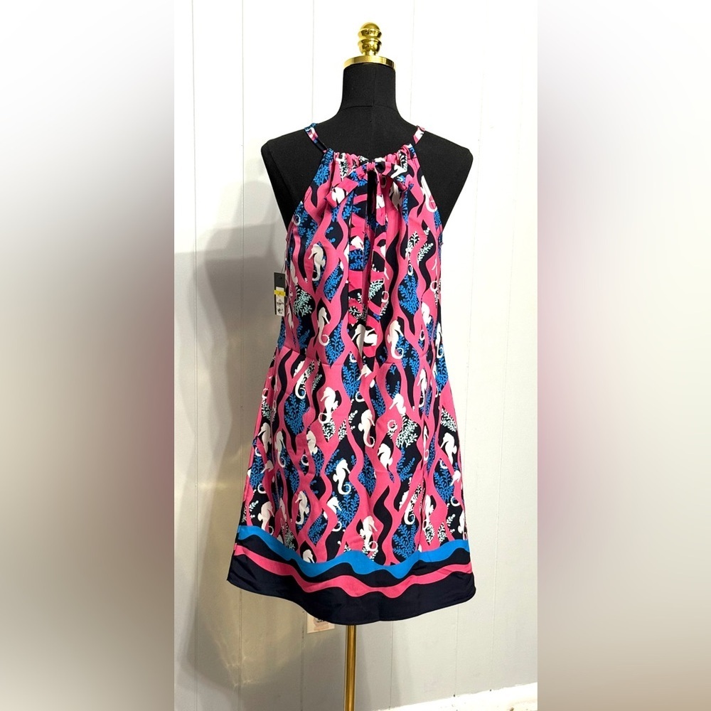 #13)  Crown & Ivy Pink and Blue Midi Dress